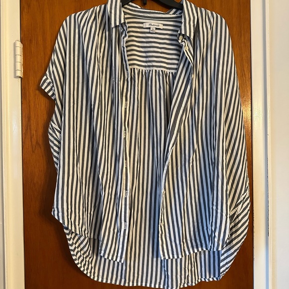 Madewell Tops - Madewell Grey and White Striped Button Down Shirt